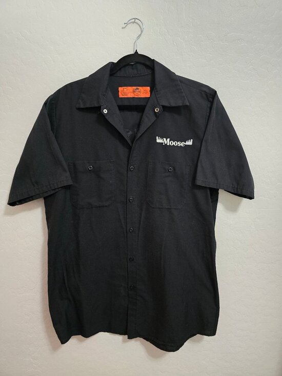 Red Kap Other - Red Kap Moose Maui Hawaii Black Button-Up Work Shirt M Short Sleeve READ